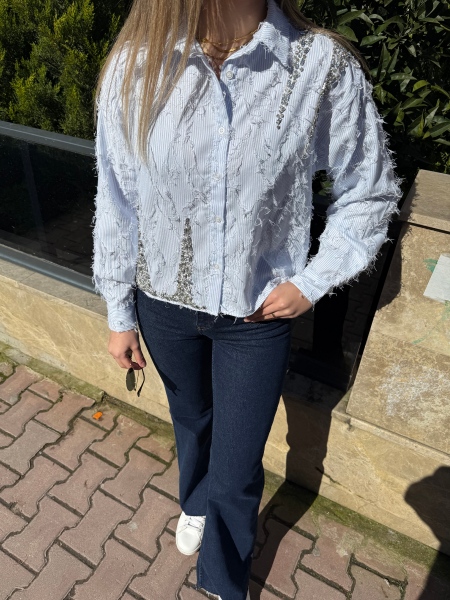 FRİNGED BAGET TAŞ İŞLEMELİ GÖMLEK