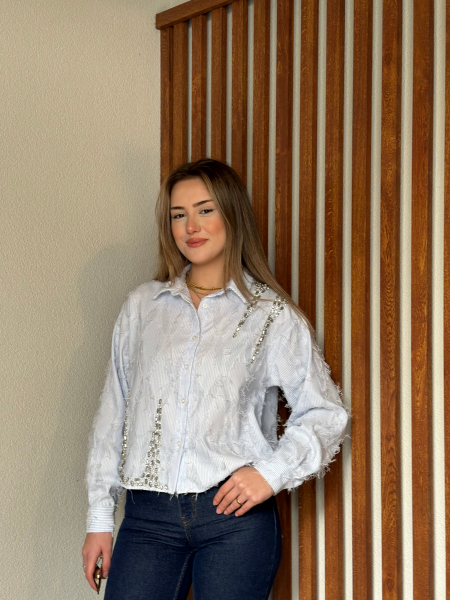 FRİNGED BAGET TAŞ İŞLEMELİ GÖMLEK