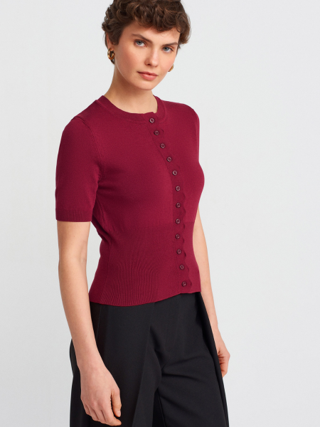 BİSİKLET YAKA DÜĞMELİ TRİKO  BORDO