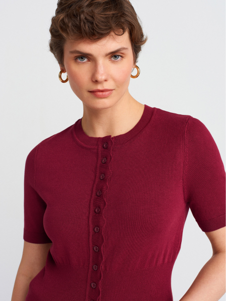 BİSİKLET YAKA DÜĞMELİ TRİKO  BORDO