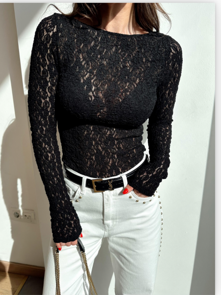 KAYIK YAKA DANTELLİ BLUZ