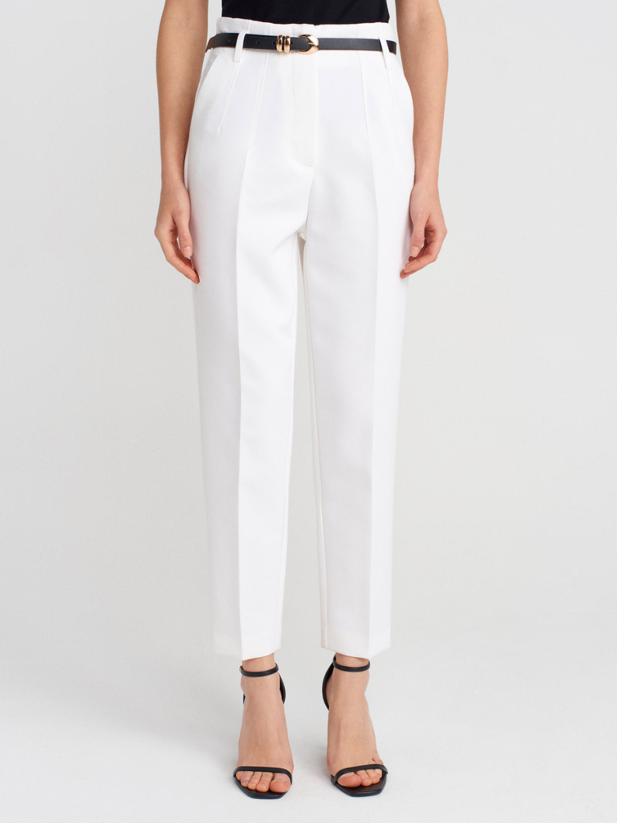 KEMERLİ YÜKSEK BEL PANTOLON -BEYAZ