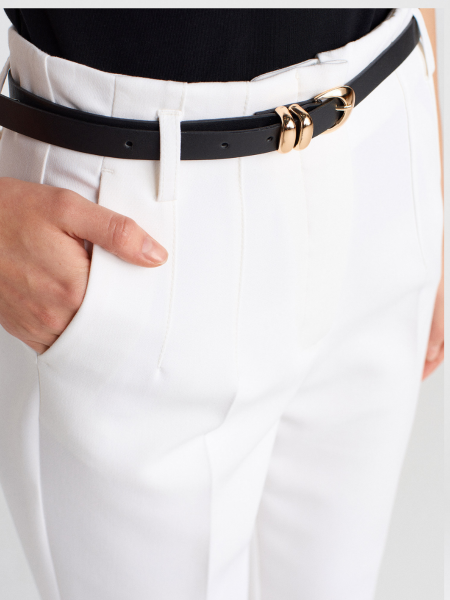 KEMERLİ YÜKSEK BEL PANTOLON -BEYAZ