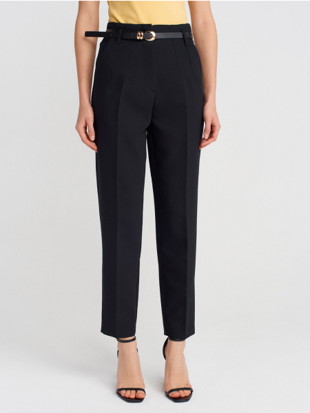 KEMERLİ YÜKSEL BEL PANTOLON SİYAH