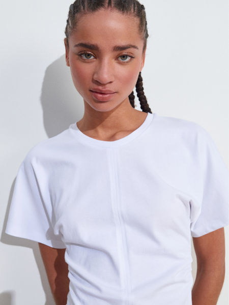 DRAPE DETAYLI T-SHİRT -BEYAZ