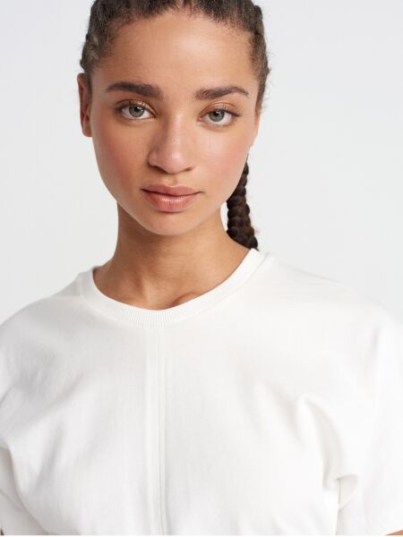 DRAPE DETAYLI -T-SHİRT-EKRU