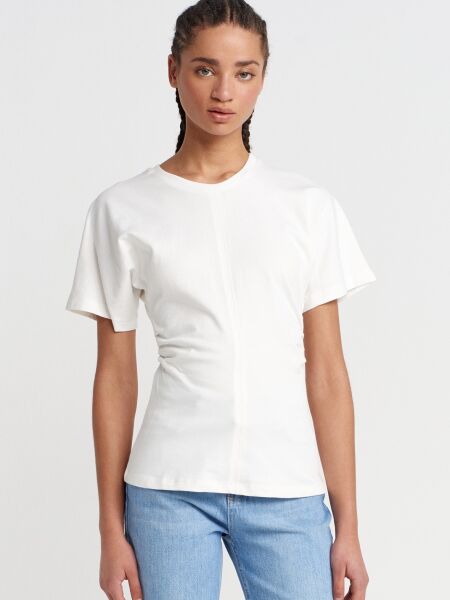 DRAPE DETAYLI -T-SHİRT-EKRU