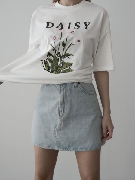 PAPATYA DESENLİ PAMUKLU T-SHİRT