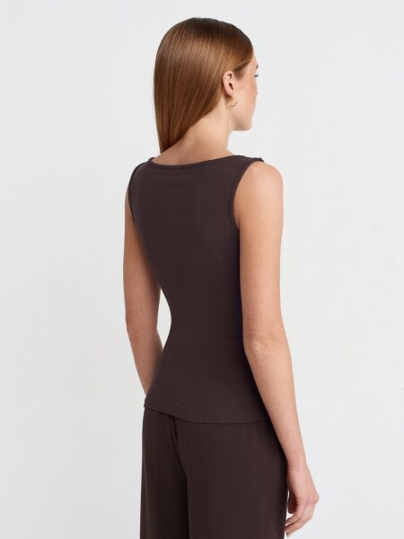 BÜZGÜLÜ KAYIK YAKA TOP-KOYU KAHVE