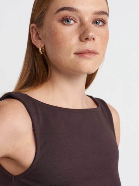 BÜZGÜLÜ KAYIK YAKA TOP-KOYU KAHVE