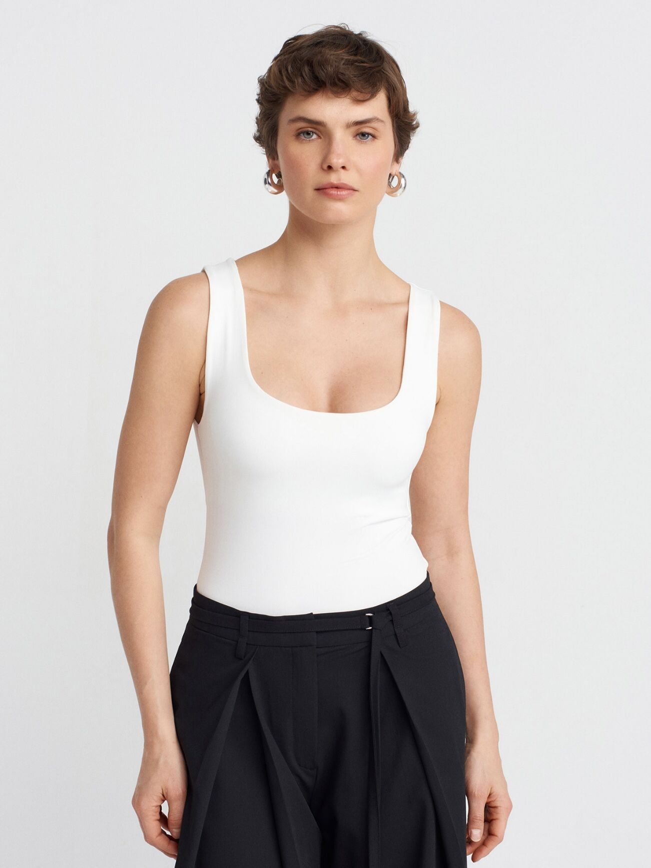 Kalın Askılı Poliamid Atlet-Ekru