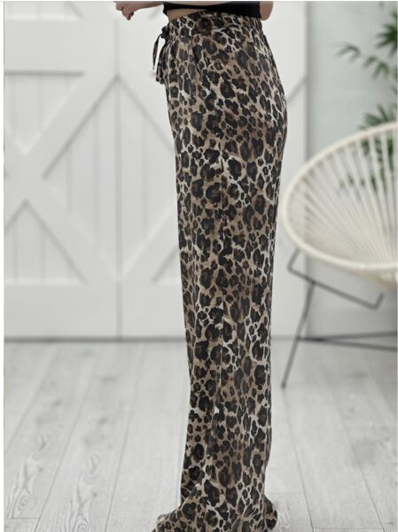 LEOPAR DESENLİ PAMUKLU BELİ LASTİLKİ PANTOLON