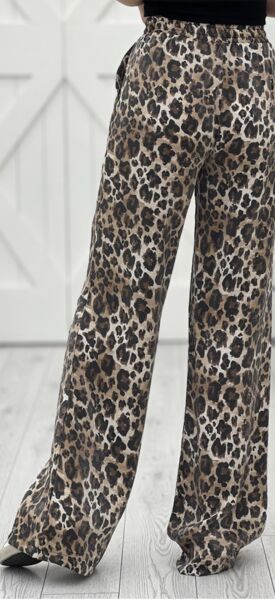 LEOPAR DESENLİ PAMUKLU BELİ LASTİLKİ PANTOLON