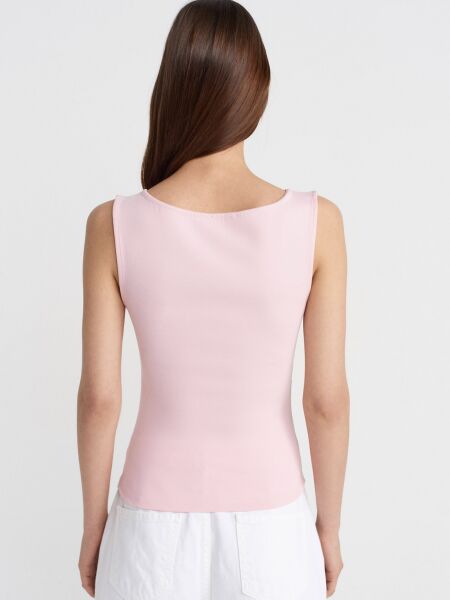 BÜZGÜLÜ KAYIK YAKA TOP -TOZ PEMBE