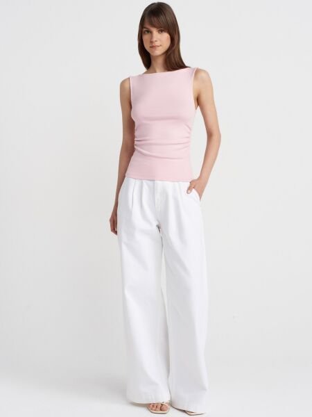 BÜZGÜLÜ KAYIK YAKA TOP -TOZ PEMBE