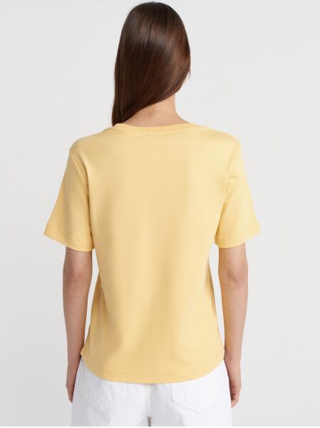 BİSİKLET YAKA T-SHİRT SARI