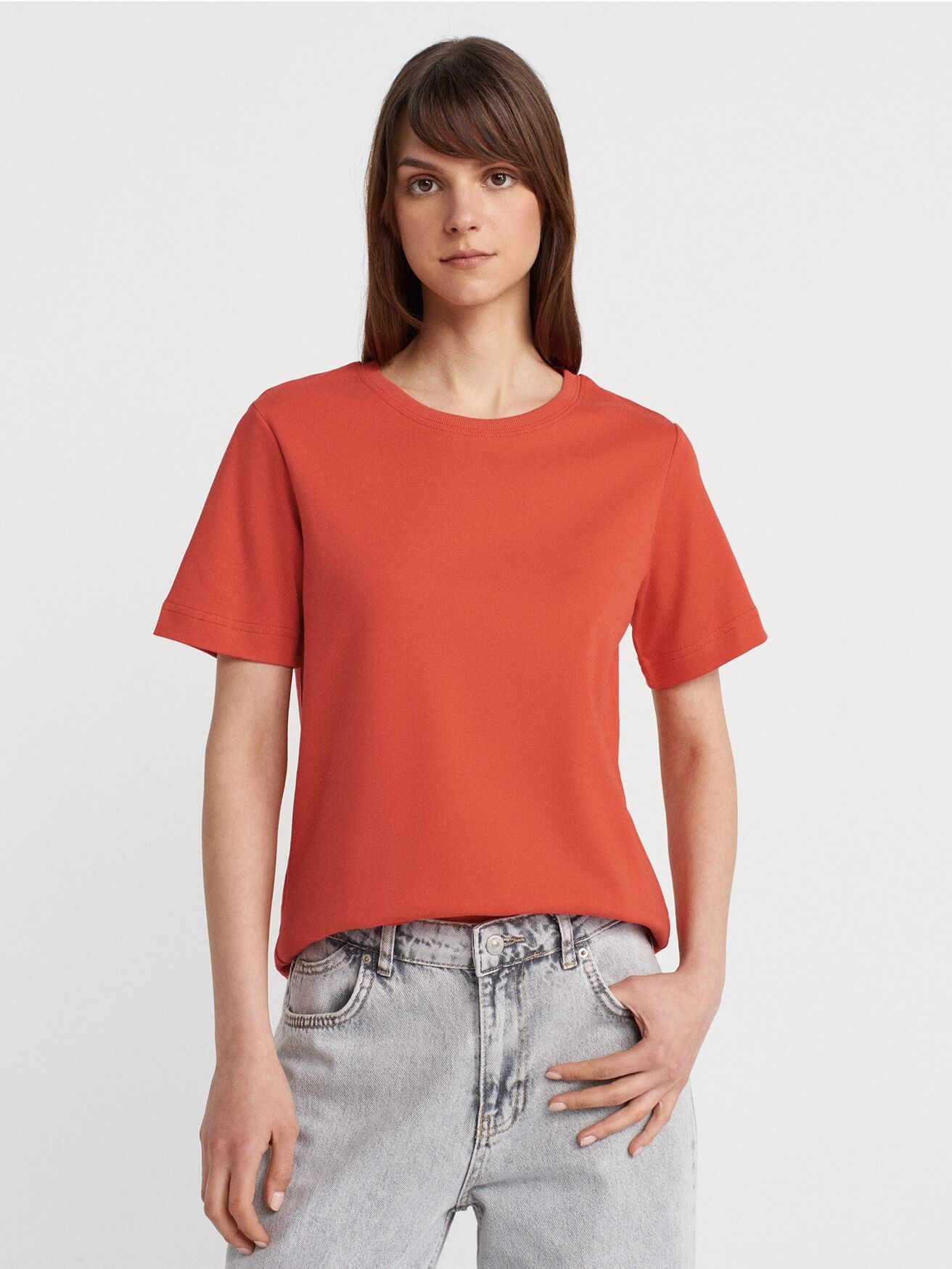 BİSİKLET YAKA T-SHİRT KIRMIZI