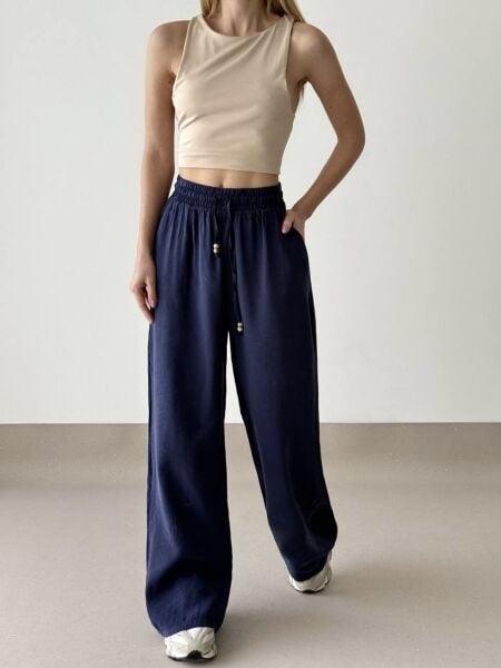 BELİ LASTİKLİ İNCE MODAL PANTOLON -LACİVERT