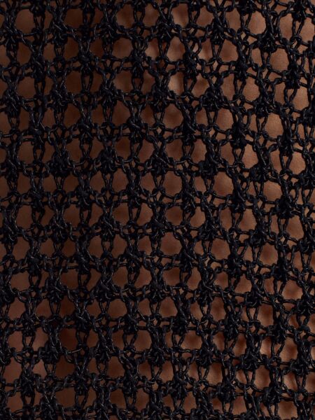 Kayık Yaka Ajurlu Triko Kazak-Siyah