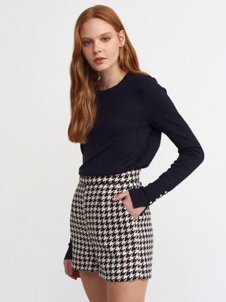 Bisiklet Yaka Kol Ortası Droplu Kazak-siyah