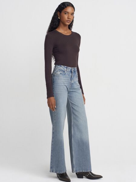 Bisiklet Yaka Kol Ortası Droplu Kazak-Koyu Kahve