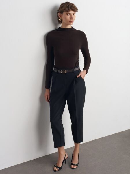 Kemerli Havuç Fit Pantolon-Siyah