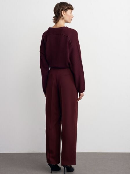 Yüksek Bel Pantolon-Bordo