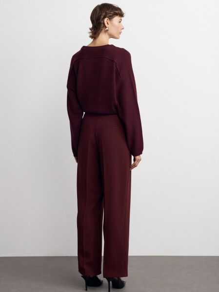 Yüksek Bel Pantolon-Bordo