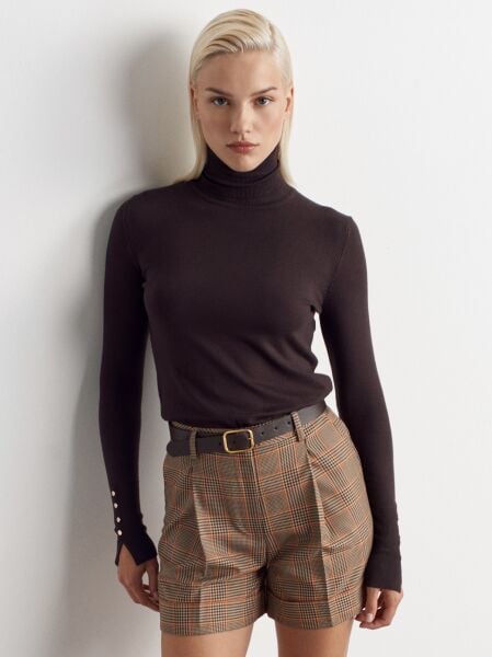 Balıkçı Yaka Kazak-Koyu Kahve