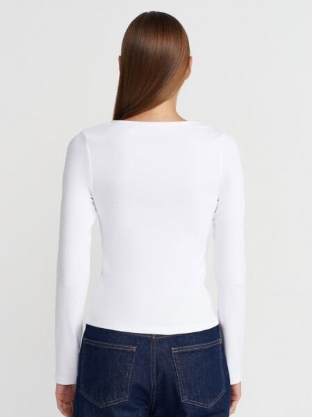 Çift Fermuarlı Top-Beyaz