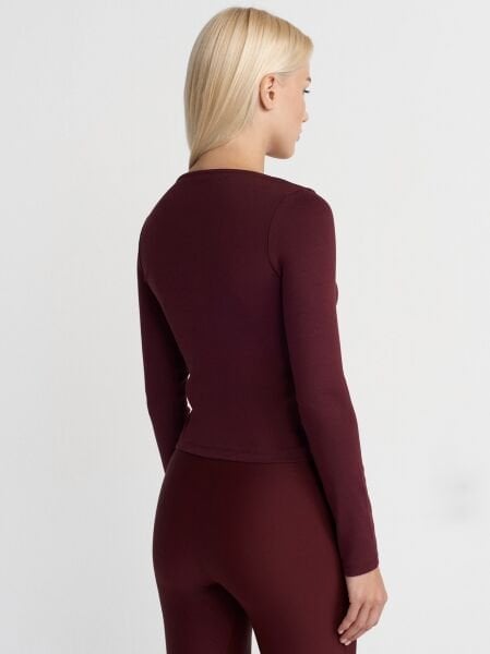 Çift Fermuarlı Top-Bordo