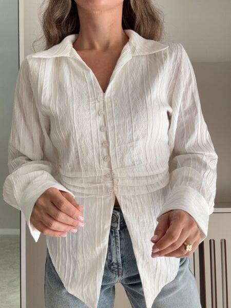 PREMİUM SERİ UZUN KOLLU TASARIM GÖMLEK EKRU