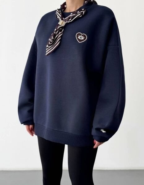 FULARLI SWEAT-LACİVERT