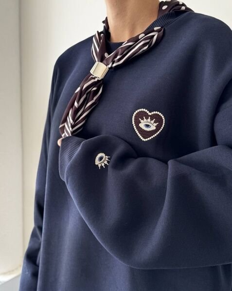 FULARLI SWEAT-LACİVERT