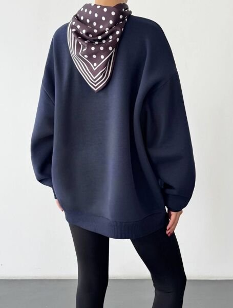 FULARLI SWEAT-LACİVERT