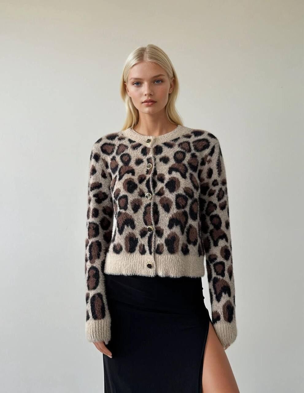 LEOPAR DESENLİ  YUMOŞ  HIRKA