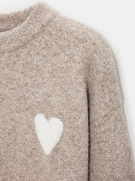 Yün Karışımlı Kalpli Kazak-Vizon