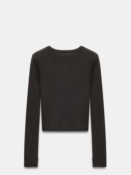 Modal Uzun Kollu Top-Koyu Kahve