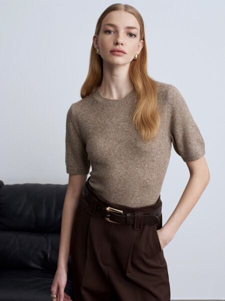 Parıltılı Kısa Kollu Kazak-vizon