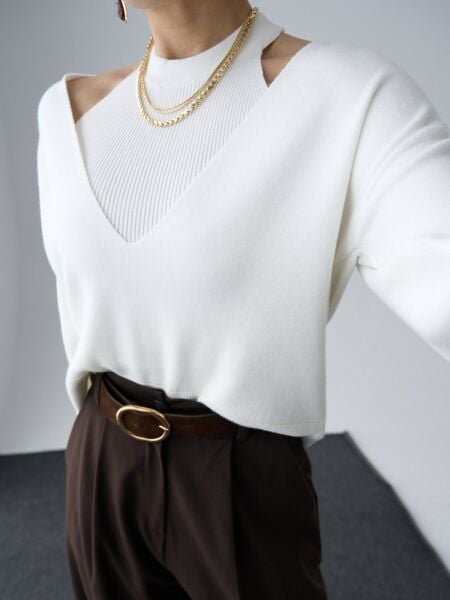 Yumoş dokulu Atlet detaylı triko set -EKRU